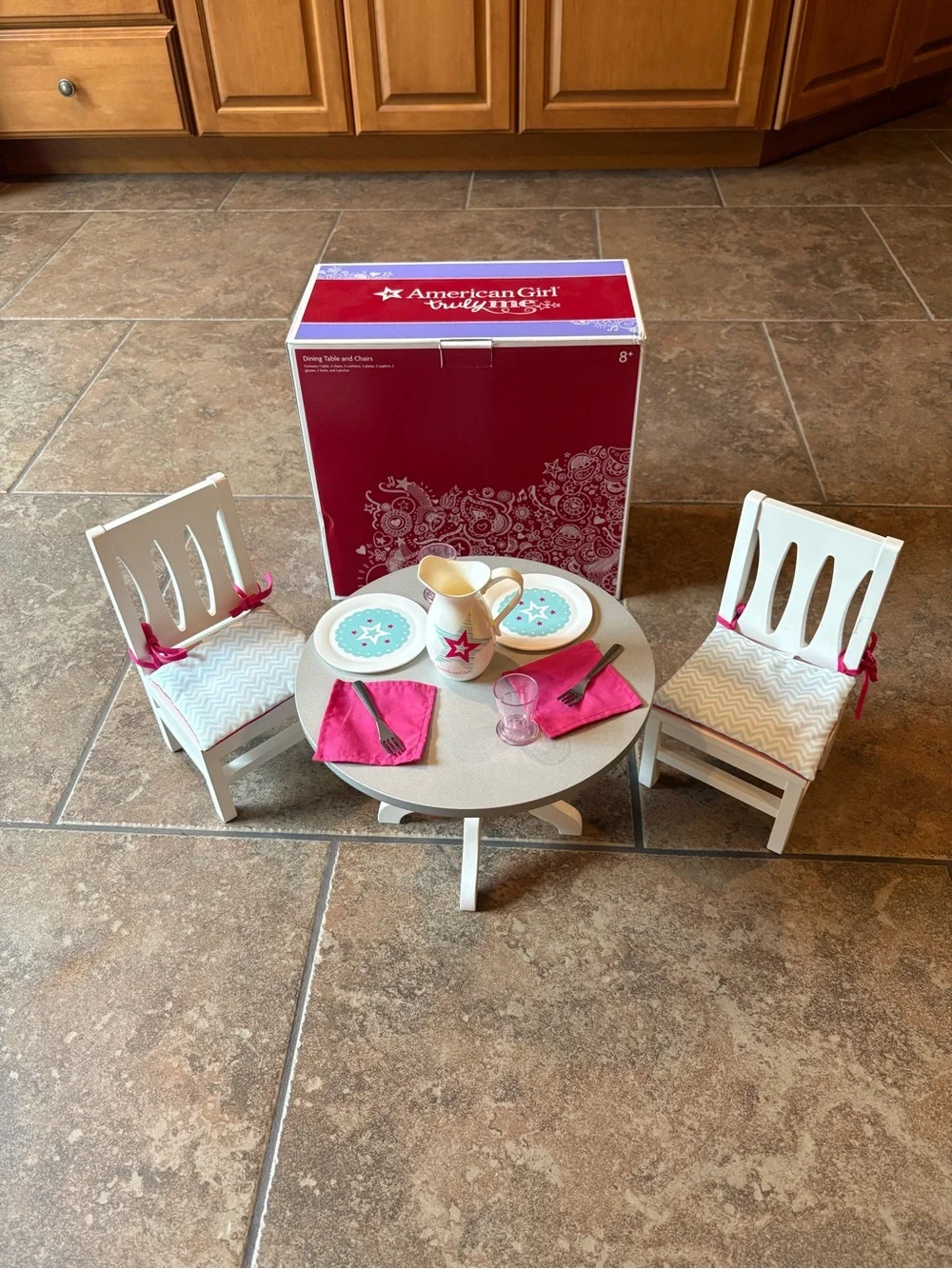 American Girl White and Pink Bistro Table & Chair Play Set